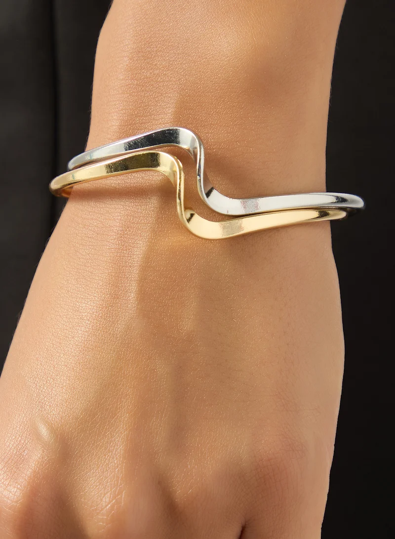 ELLA Gold 2PK Asymmetical Gold Bangles for Women | Best Price UAE